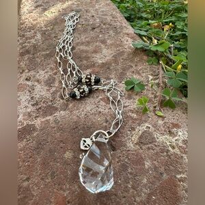 VSA Helix Swarovski Crystal Necklace Silver